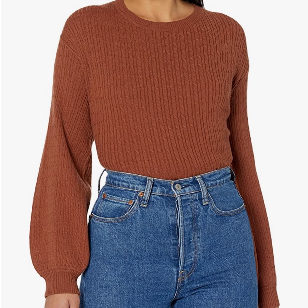 BB Dakota Cable Vision Sweater, Cognac color, size large